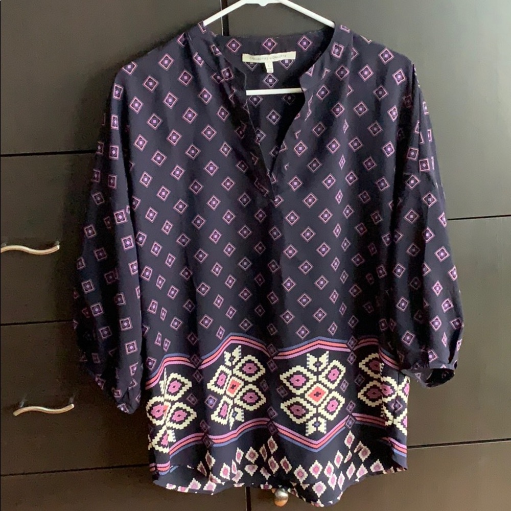 Purple Geometric Bohemian Blouse
